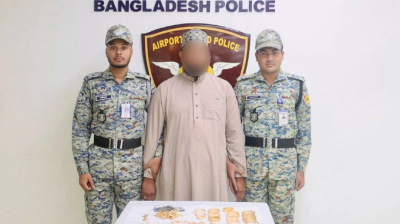 শাহজালাল বিমানবন্দরে ১৩০০ গ্রাম স্বর্ণসহ একজন আটক