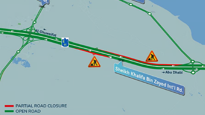 আবুধাবির শেখ খালিফা রোড আংশিক বন্ধ ঘোষণা