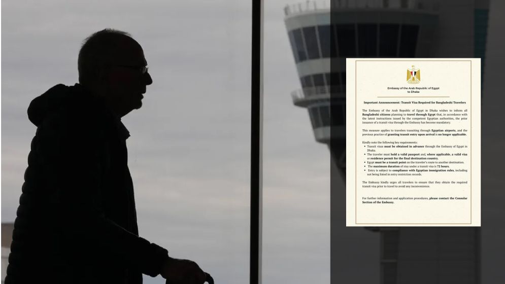 বাংলাদেশিদের জন্য মিসরে ট্রানজিট ভিসা বাধ্যতামূলক