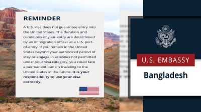 বাংলাদেশিদের জন্য যুক্তরাষ্ট্রের ভিসা সংক্রান্ত নতুন বার্তা