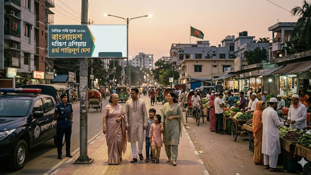দক্ষিণ এশিয়ায় চতুর্থ শান্তিপূর্ণ দেশ বাংলাদেশ