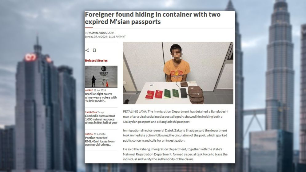 মালয়েশিয়ায় পাসপোর্ট নিয়ে বাহাদুরি, এক প্রবাসী বাংলাদেশি আটক
