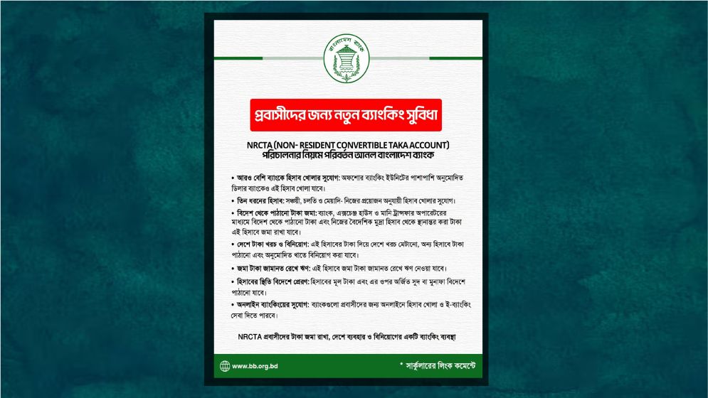 প্রবাসীদের জন্য এনআরসিটিএ হিসাব সহজ করল বাংলাদেশ ব্যাংক